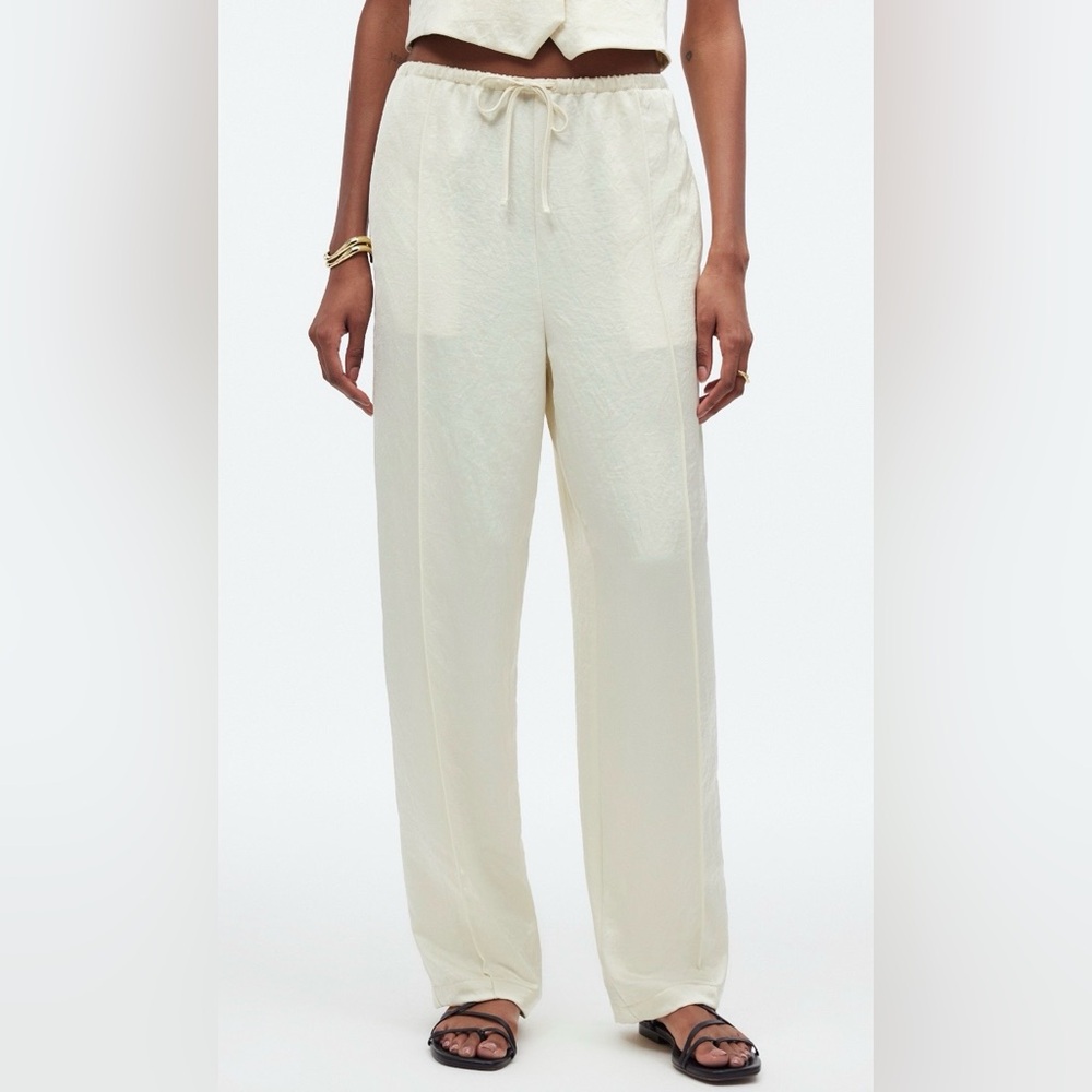 Madewell Pintuck Slim Satin Pants